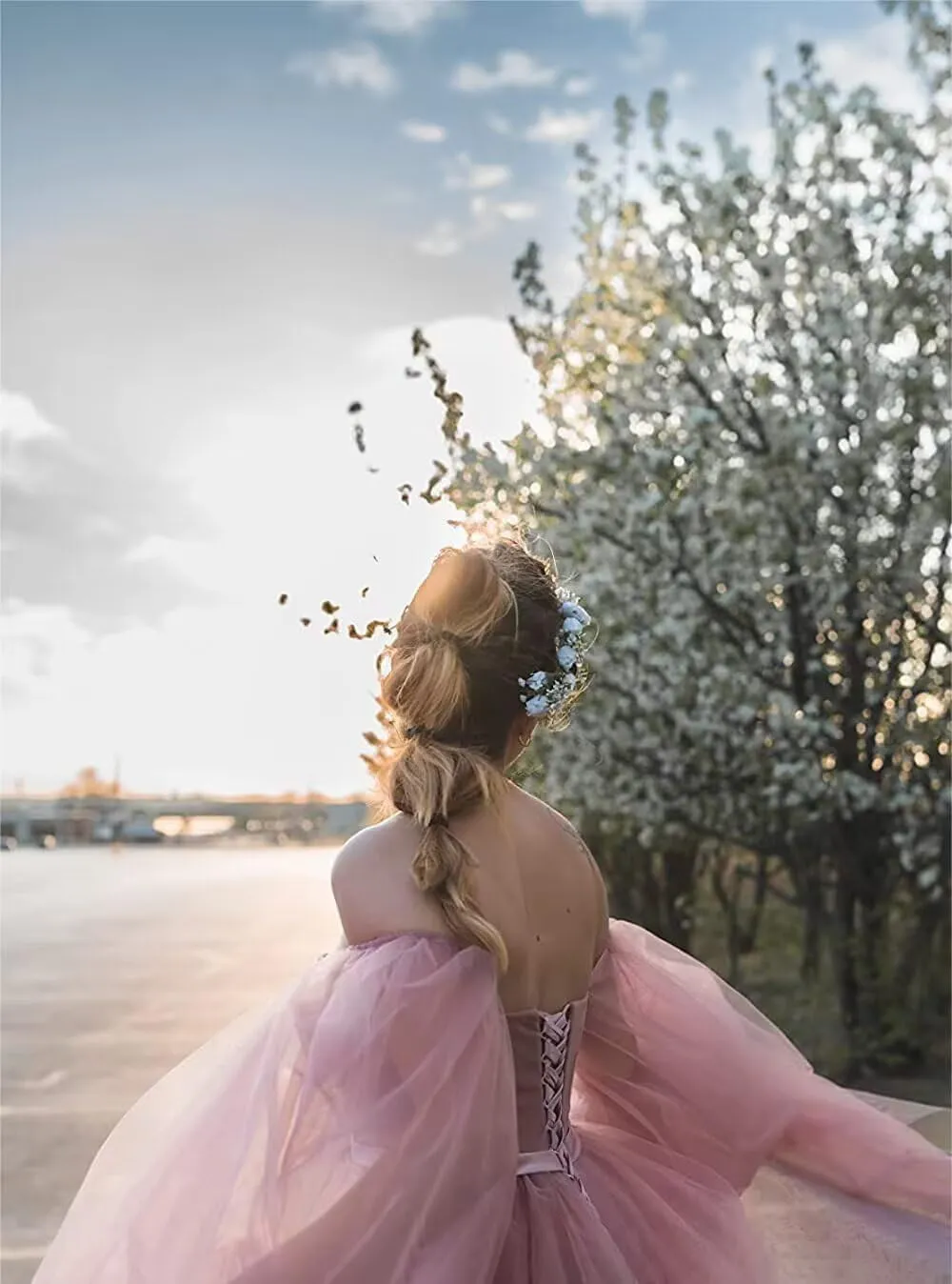 Long Sleeve Prom Dress for Women Sweetheart Tulle Ball Gown with Slit Appliques Princess Formal Evening Gowns