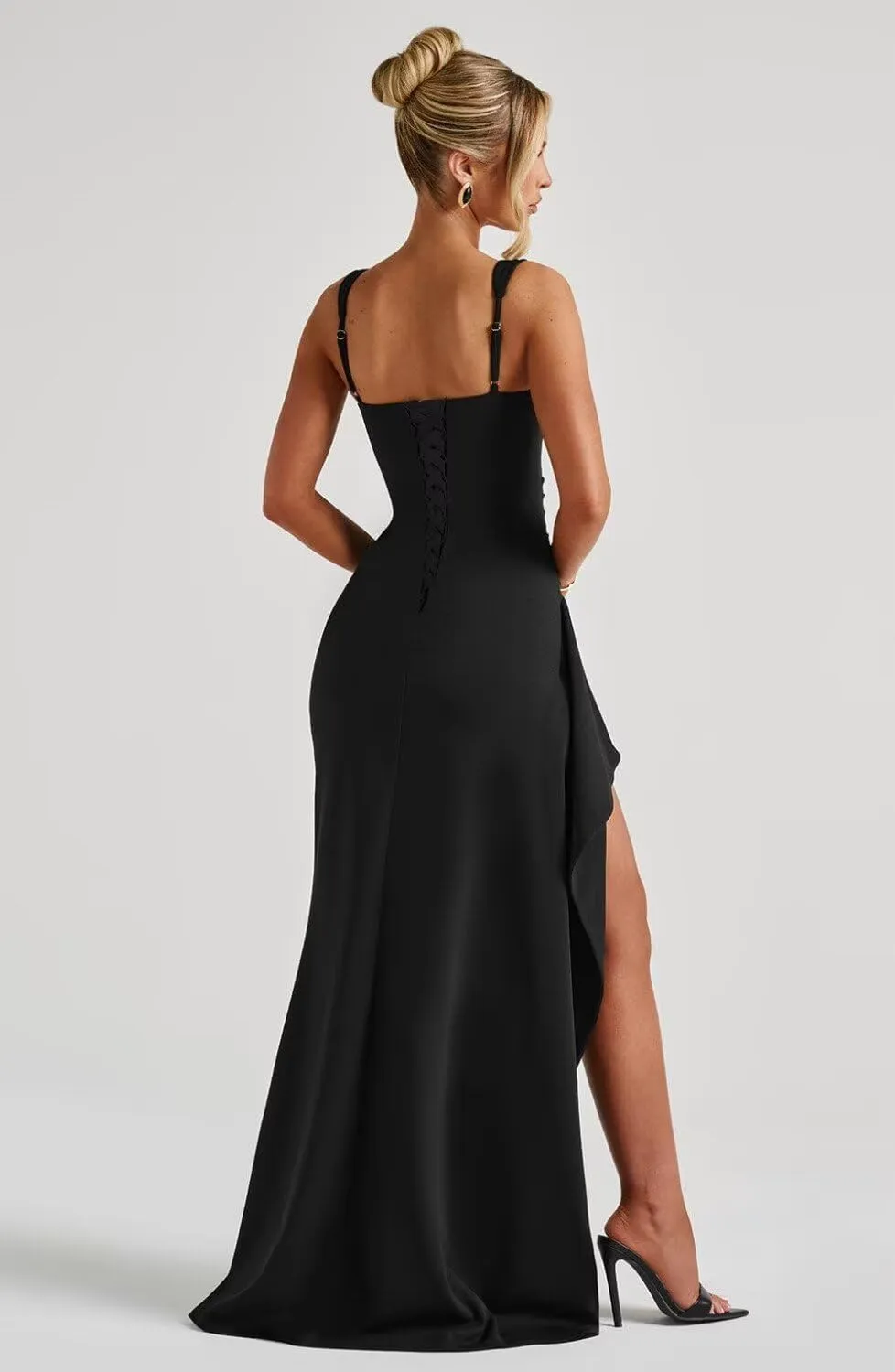 Loyeloy Corset Prom Dresses for Teens 2025 Square Neck Ruffles Mermaid Formal Evening Dress with Slit