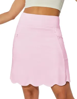 M MOTEEPI 20" Scalloped Hem Golf Skirts for Women with Zipper Pockets Womens Skort Tummy Control