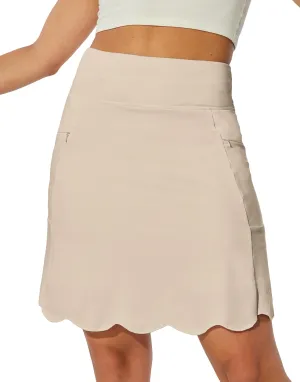 M MOTEEPI 20" Scalloped Hem Golf Skirts for Women with Zipper Pockets Womens Skort Tummy Control