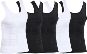Maiyifu-GJ 5 Pack Men's Sleeveless Compression Shirts Athletic Workout Slimming Tank Top Running Undershirts Shapewear Vest