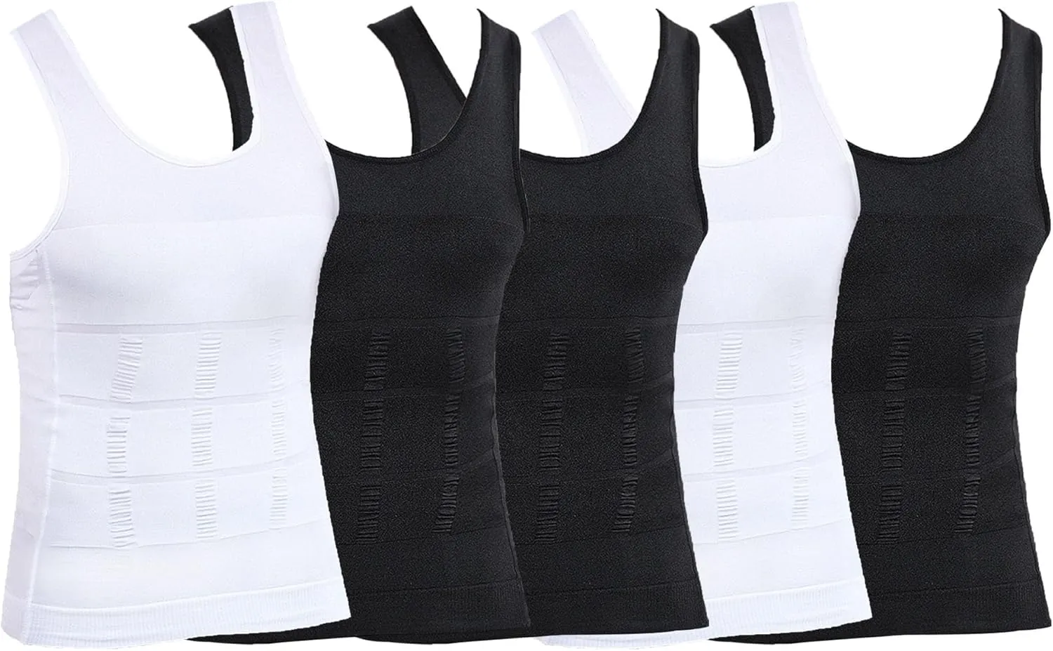 Maiyifu-GJ 5 Pack Men's Sleeveless Compression Shirts Athletic Workout Slimming Tank Top Running Undershirts Shapewear Vest