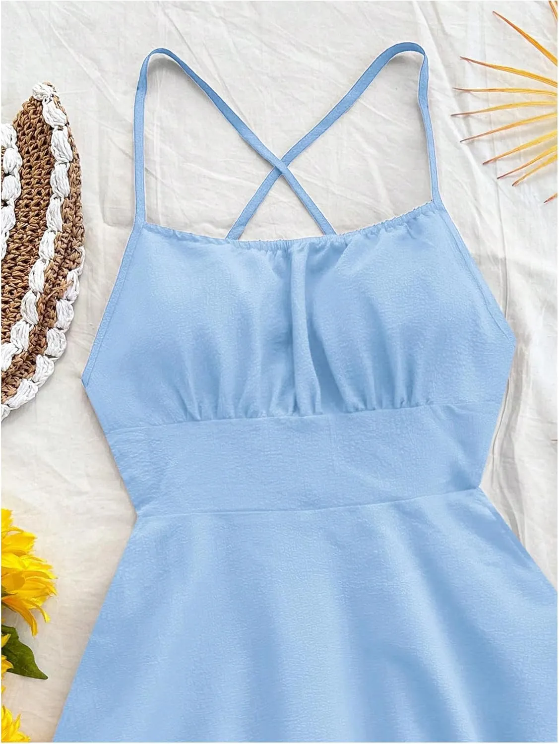 MakeMeChic Women's Ditsy Floral A Line Cami Dress Spaghetti Strap Summer Mini Dresses