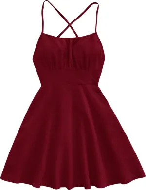 MakeMeChic Women's Ditsy Floral A Line Cami Dress Spaghetti Strap Summer Mini Dresses