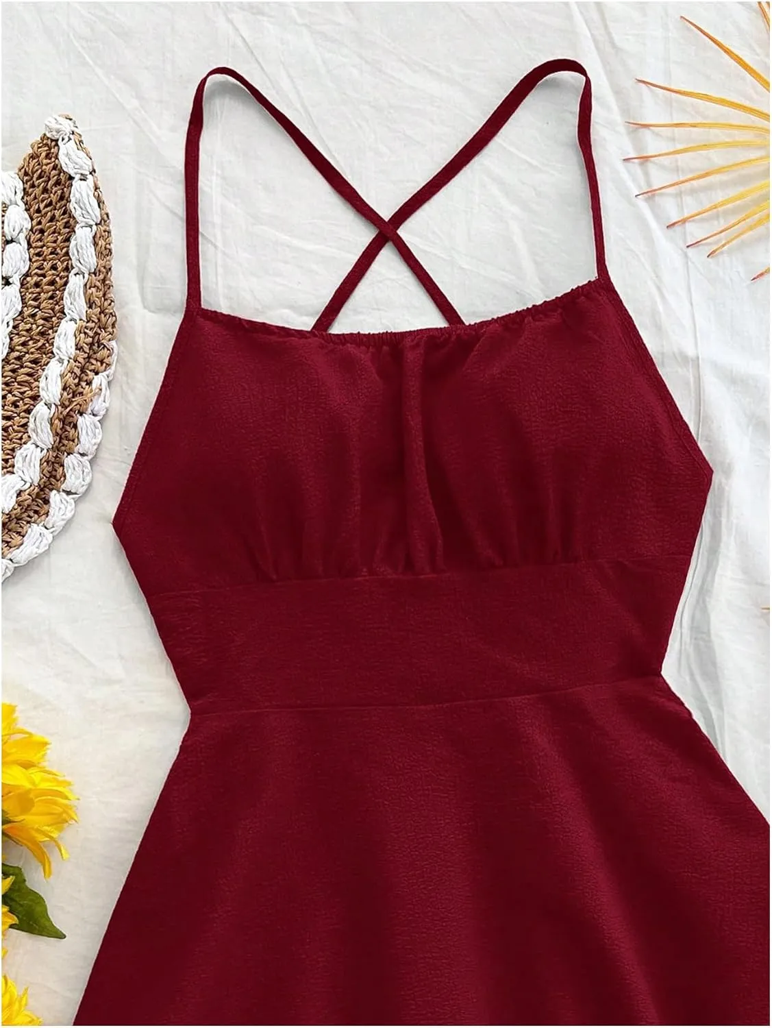MakeMeChic Women's Ditsy Floral A Line Cami Dress Spaghetti Strap Summer Mini Dresses