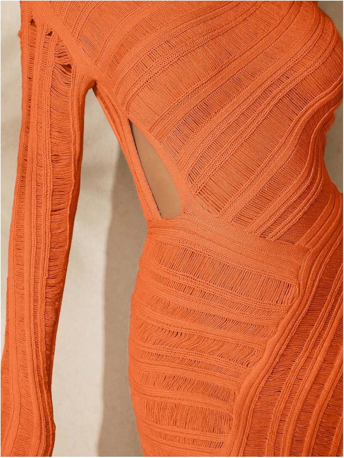MakeMeChic Women's Y2K Cut Out Asymmetrical Long Sleeve Mini Dress Skinny Bodycon Dresses