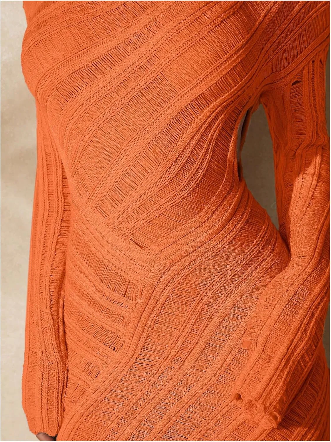 MakeMeChic Women's Y2K Cut Out Asymmetrical Long Sleeve Mini Dress Skinny Bodycon Dresses