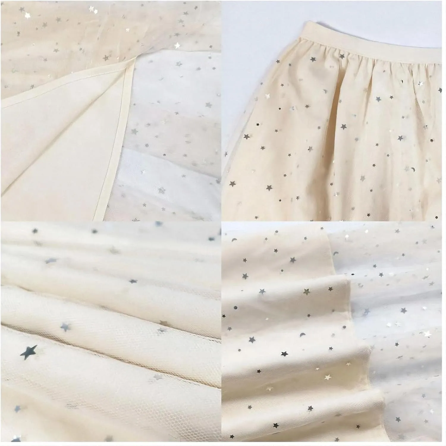 Maxi Skirts for Women Spring Summer Elastic Waist Casual Female Stars Mesh Pleated Long Skirt