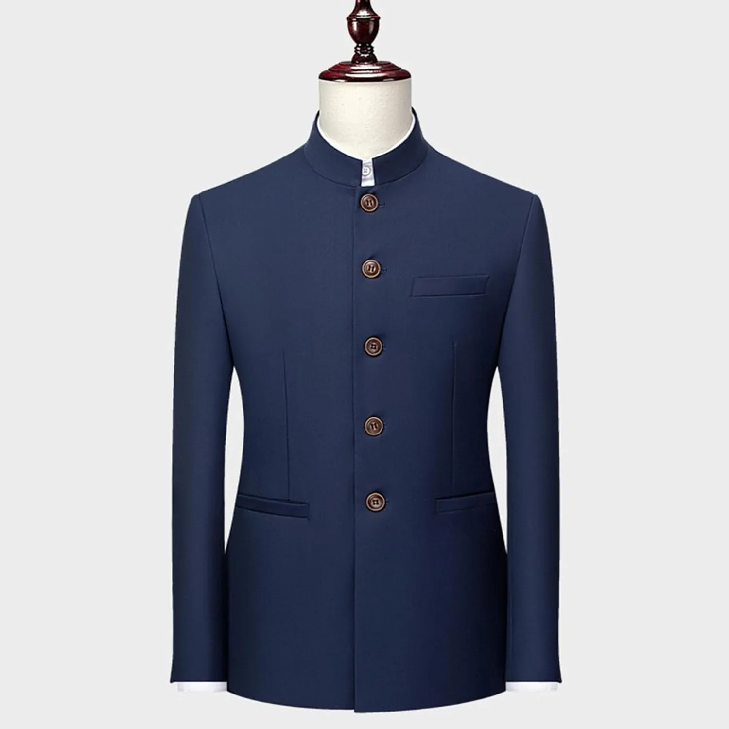 Men's 2 Pieces Chinese Tunic Suit Set Slim Fit Stand Collar Blazer Jacket Pants Suits Formal Wedding Dress