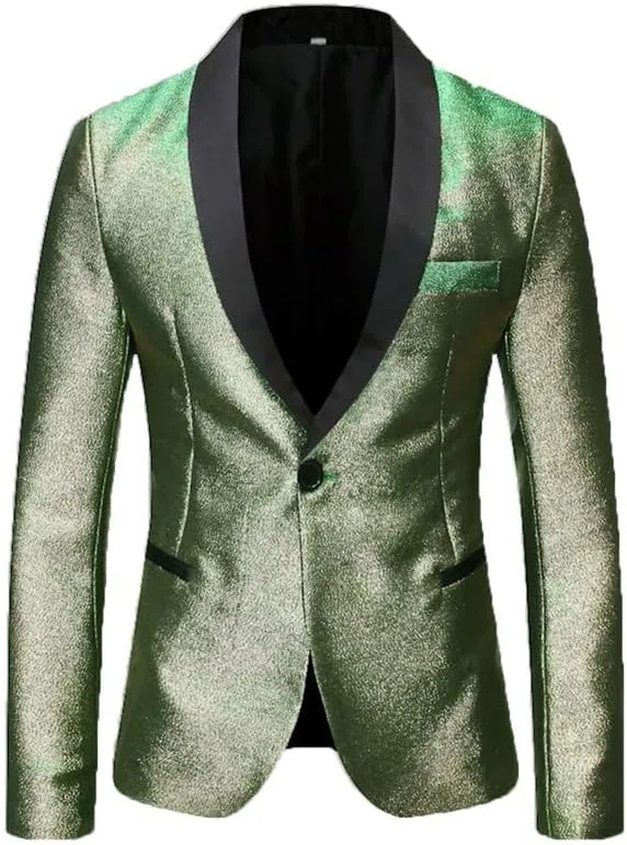 Men's Blazers Slim Fit Fashion Suit Bright Silk Jackets for Men Weddings Party Dinner Prom Tuxedo