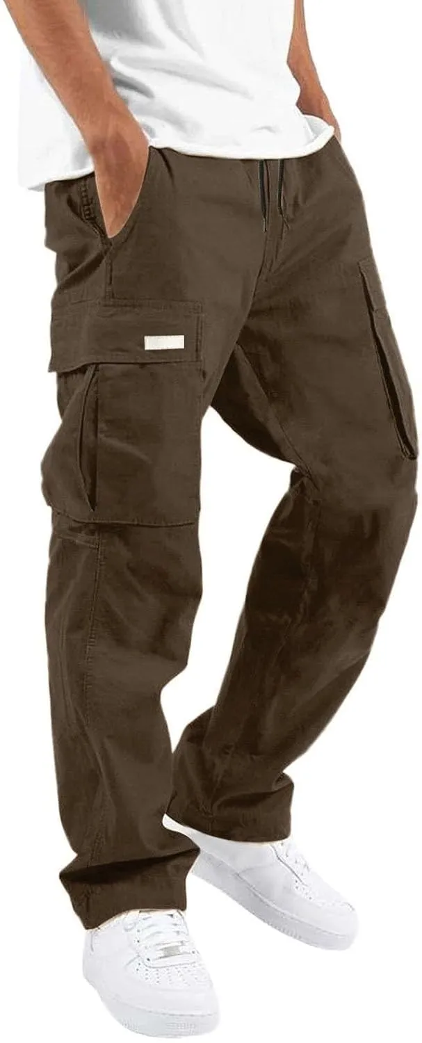 Mens Cargo Pants, Casual Comfy Outdoor Hiking Pants for Men, Athletic Joggers Sweatpants, Lightweight Capris Pants Men