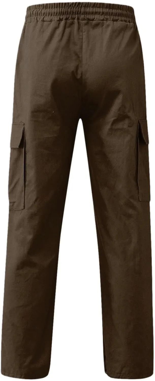 Mens Cargo Pants, Casual Comfy Outdoor Hiking Pants for Men, Athletic Joggers Sweatpants, Lightweight Capris Pants Men
