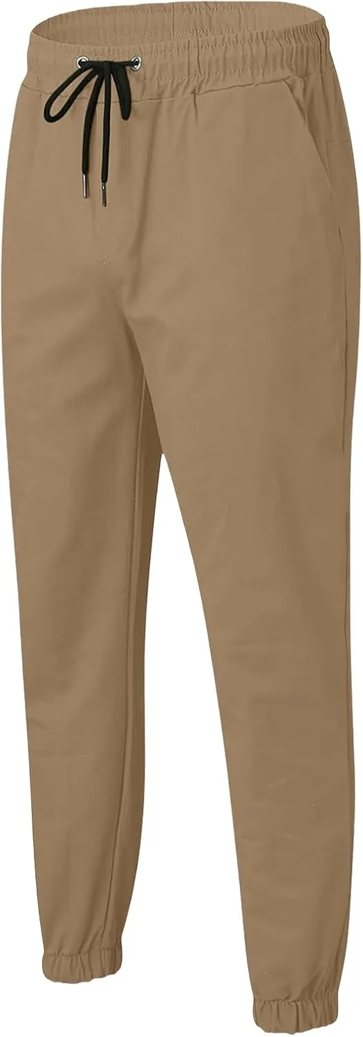 Men's Chino Cargo Pants Hiking Twill Drawstring Pant Solid Color Jogging Sweatpants Slim Fit Simple Fitness Sweatpant