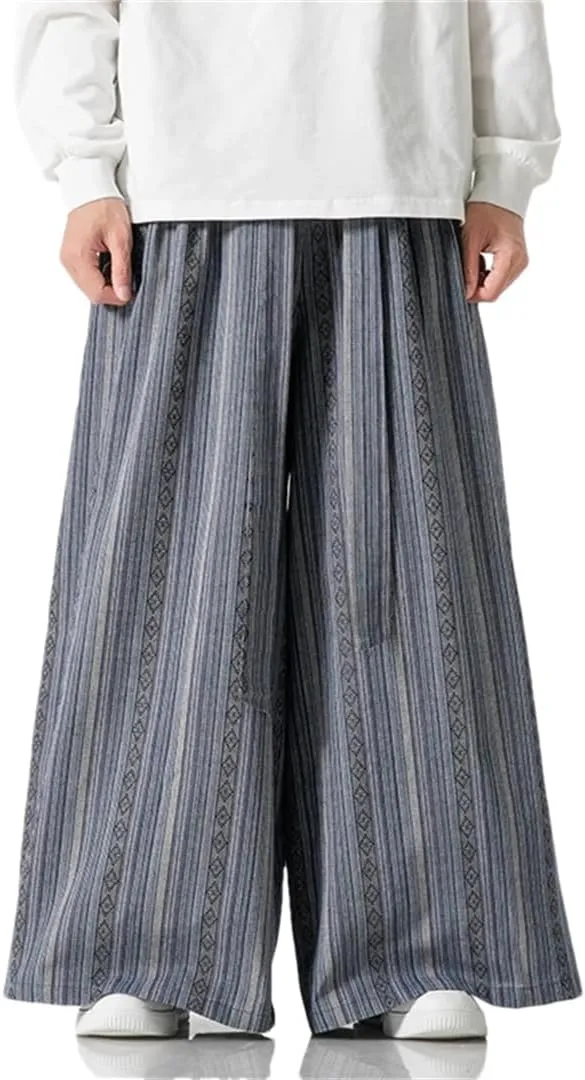 Men's Cotton Harem Pants Stretch Waist Harem Pants Oversized Wide Leg Pants Streetwear
