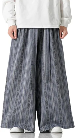 Men's Cotton Harem Pants Stretch Waist Harem Pants Oversized Wide Leg Pants Streetwear