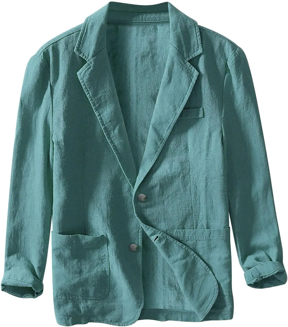 Mens Linen Blazers Slim Fit Lightweight Sport Coats for Men 2 Buttons Unstructured Shirt Jackets with Multi Pockets