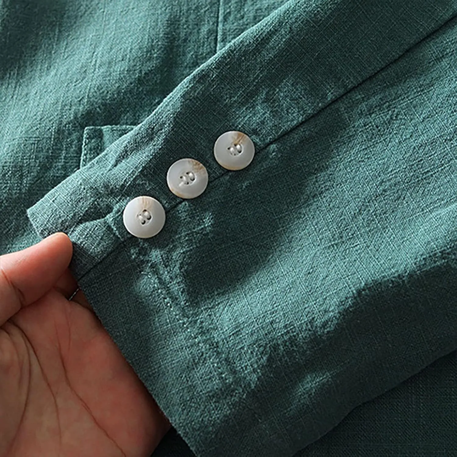 Mens Linen Blazers Slim Fit Lightweight Sport Coats for Men 2 Buttons Unstructured Shirt Jackets with Multi Pockets