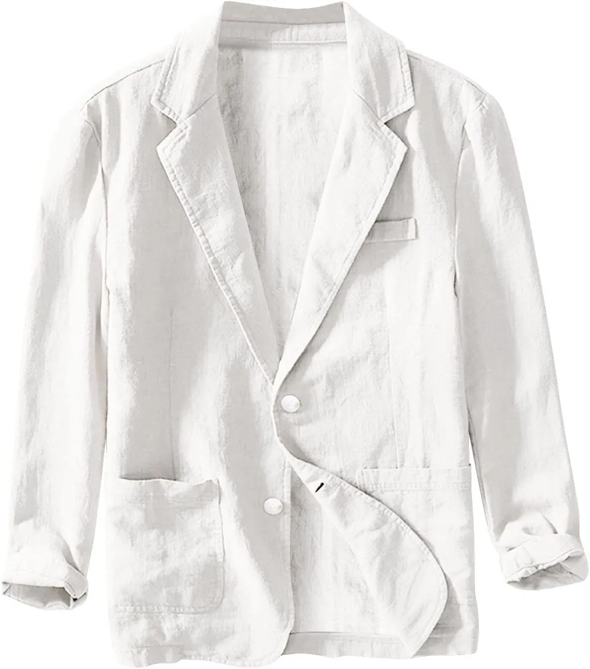 Mens Linen Blazers Slim Fit Lightweight Sport Coats for Men 2 Buttons Unstructured Shirt Jackets with Multi Pockets