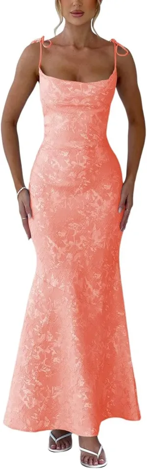 Mermaid Satin Prom Dresses for Women 2025 Jacquard Floral Formal Dress Long Evening Party Gown PU187