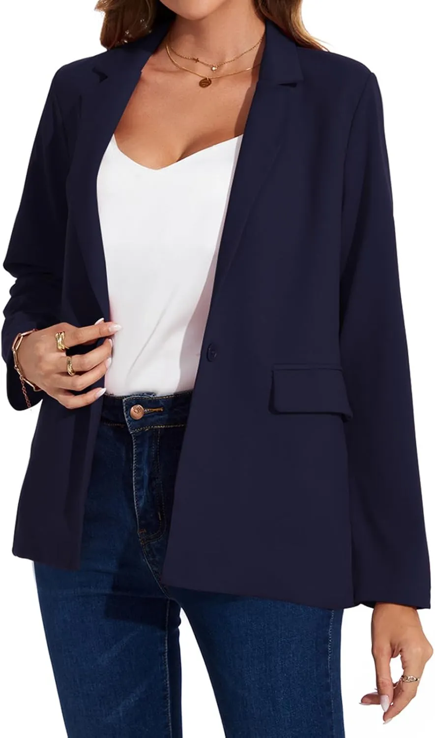 MINTLIMIT Blazers for Women One Button Jacket Suits Notched Lapel Classic Casual Formal Long Sleeve Blazer with Pockets