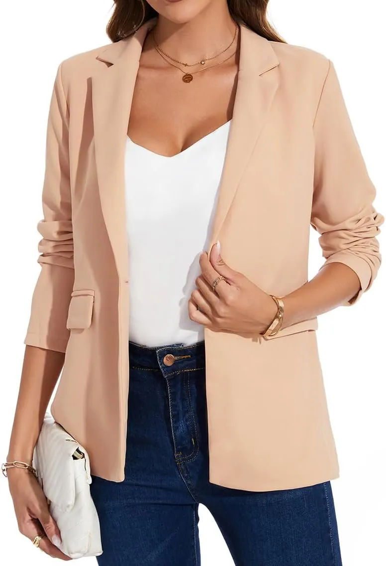 MINTLIMIT Blazers for Women One Button Jacket Suits Notched Lapel Classic Casual Formal Long Sleeve Blazer with Pockets