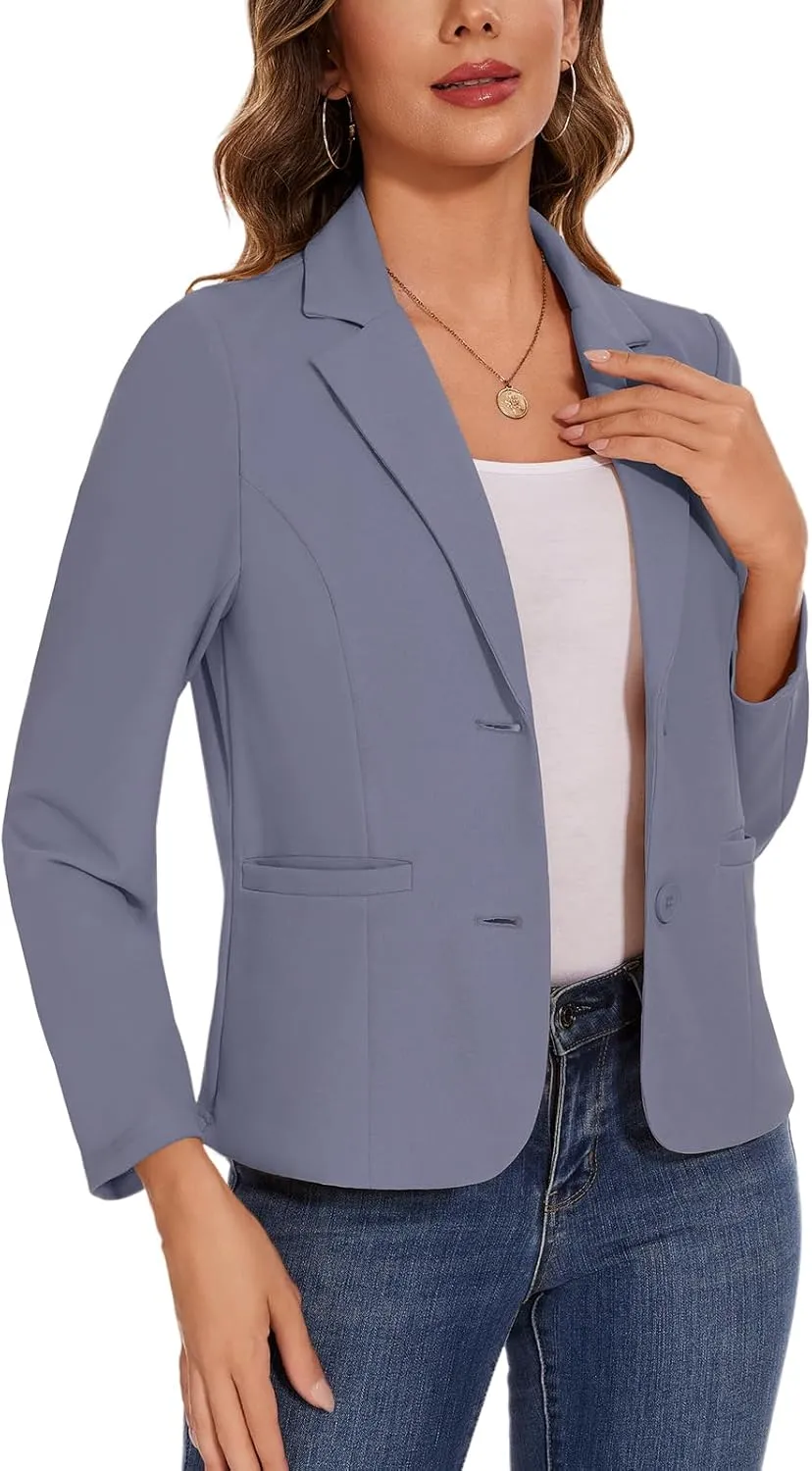 MINTLIMIT Women's Button Front Blazers Long Sleeve Lapel Stretch Casual Office Work Business Blazer Suit Jacket with Pockets