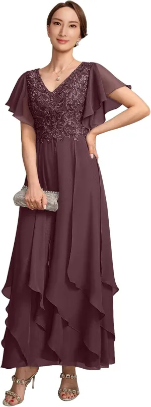Mother of The Bride Dresses for Wedding Plus Size Women Formal V Neck Evening Gown Dresses 2025