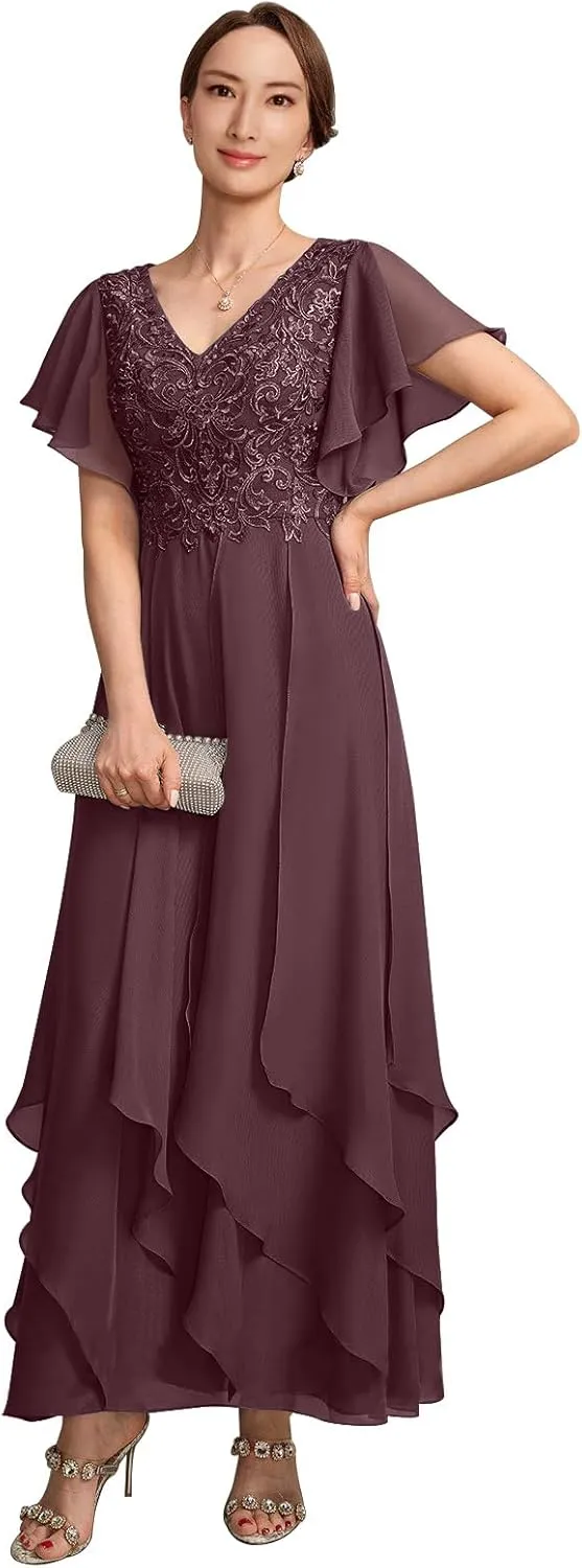 Mother of The Bride Dresses for Wedding Plus Size Women Formal V Neck Evening Gown Dresses 2025