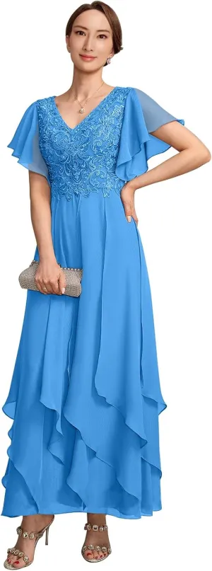 Mother of The Bride Dresses for Wedding Plus Size Women Formal V Neck Evening Gown Dresses 2025