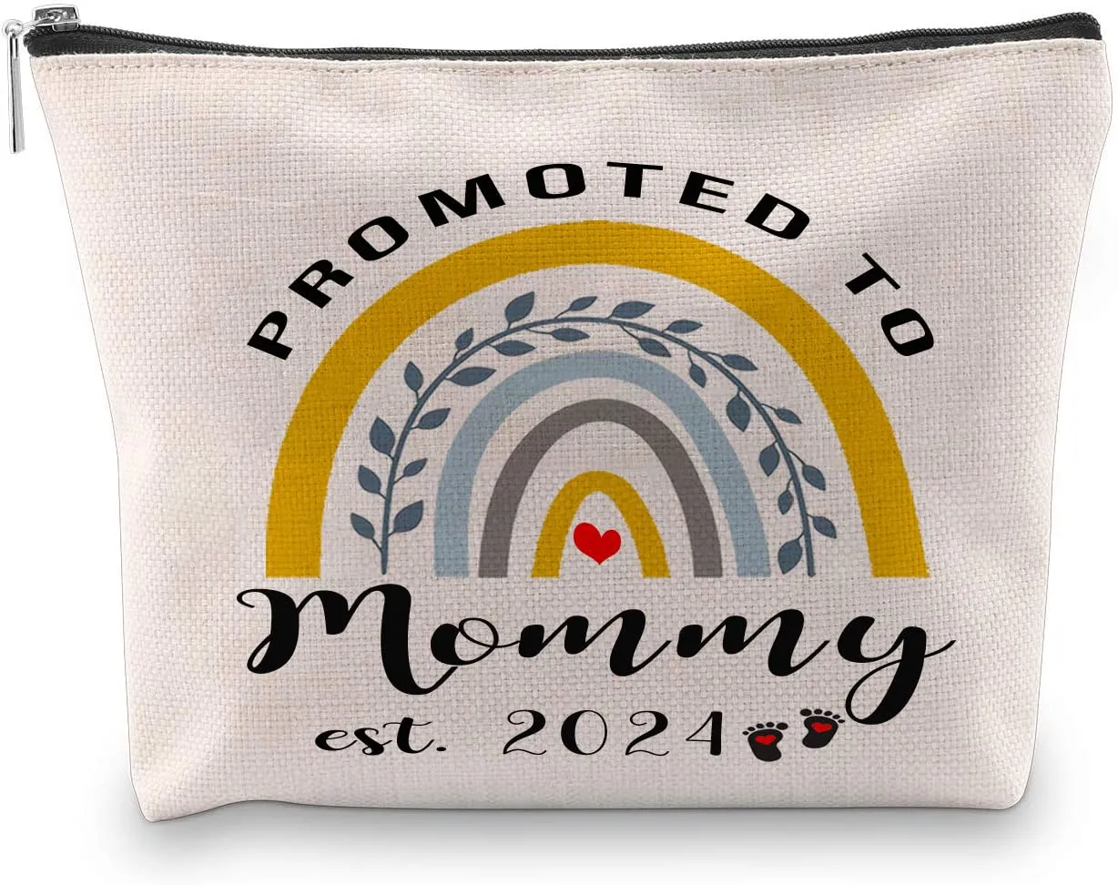 New Mom Gifts For Women, Promoted to Mom 2024 Cosmetic Bag, First Time Mom Gifts, Mom To Be Gifts, Gift To Future Mom, Pregnancy Gifts For Mother, Travel Pouch Makeup Bag Gift For New Mom 2024