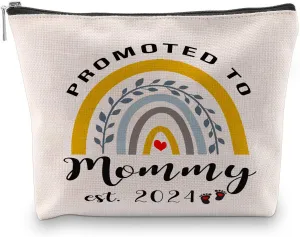 New Mom Gifts For Women, Promoted to Mom 2024 Cosmetic Bag, First Time Mom Gifts, Mom To Be Gifts, Gift To Future Mom, Pregnancy Gifts For Mother, Travel Pouch Makeup Bag Gift For New Mom 2024