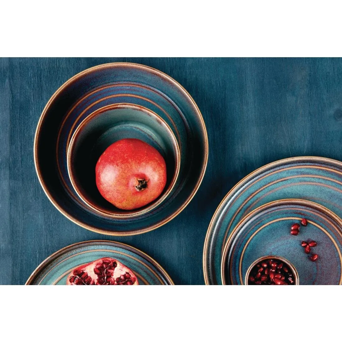 Olympia Cavolo Flat Round Bowls Iridescent 220mm (Pack of 4) - FD913