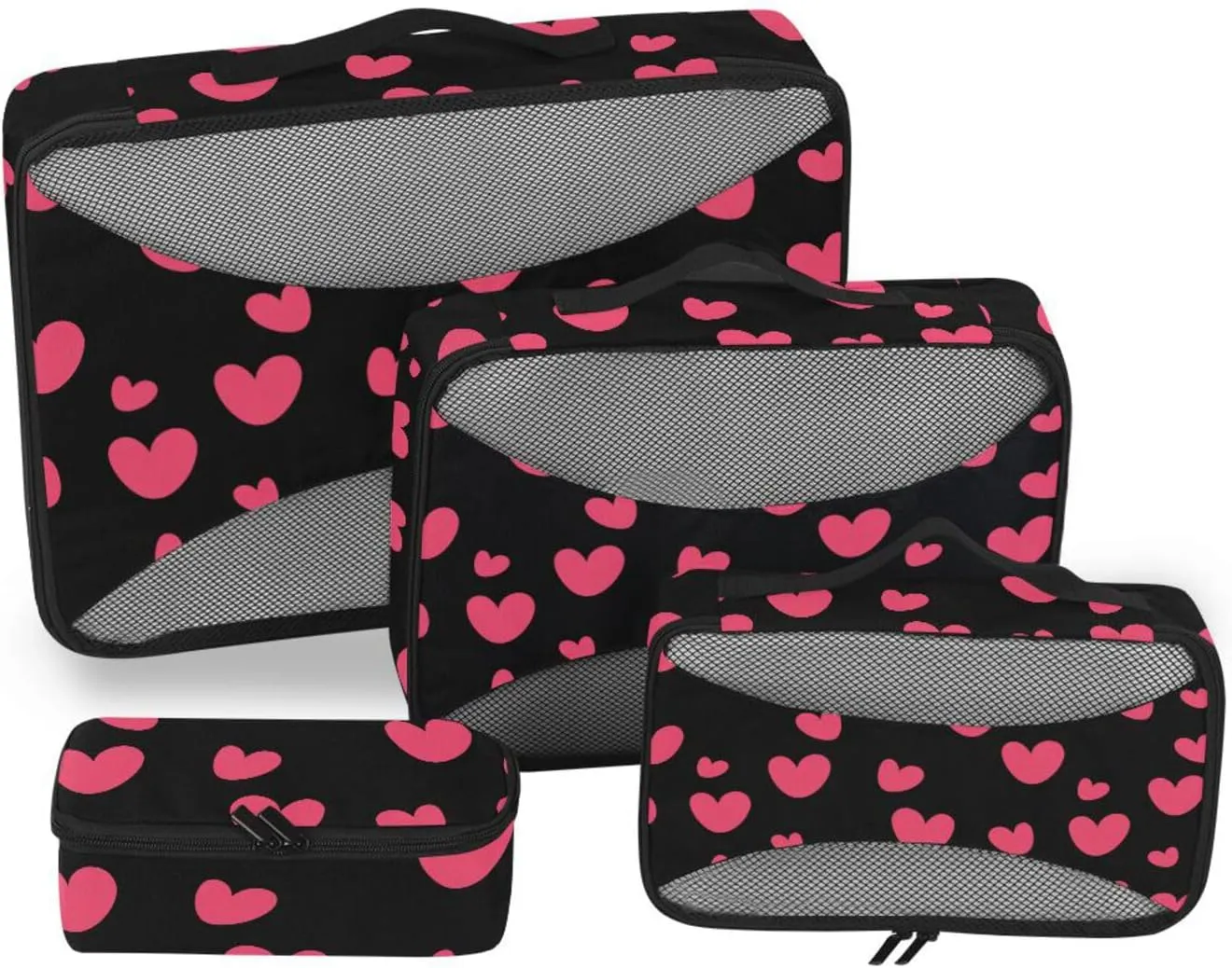 Packing Cube 4 Set Luggage Organizer Packing Cubes for Travel Women Packing Cubed Hearts Pattern
