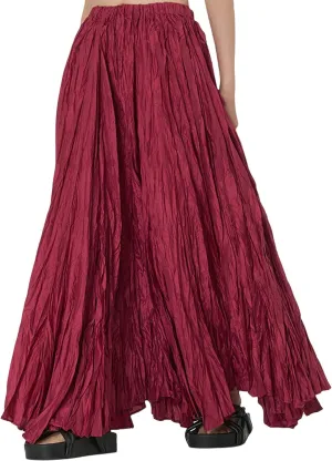 Perbai Womens Casual High Waisted Pleated Ruched A Line Flowy Long Maxi Skirt for Summer Beach Holiday
