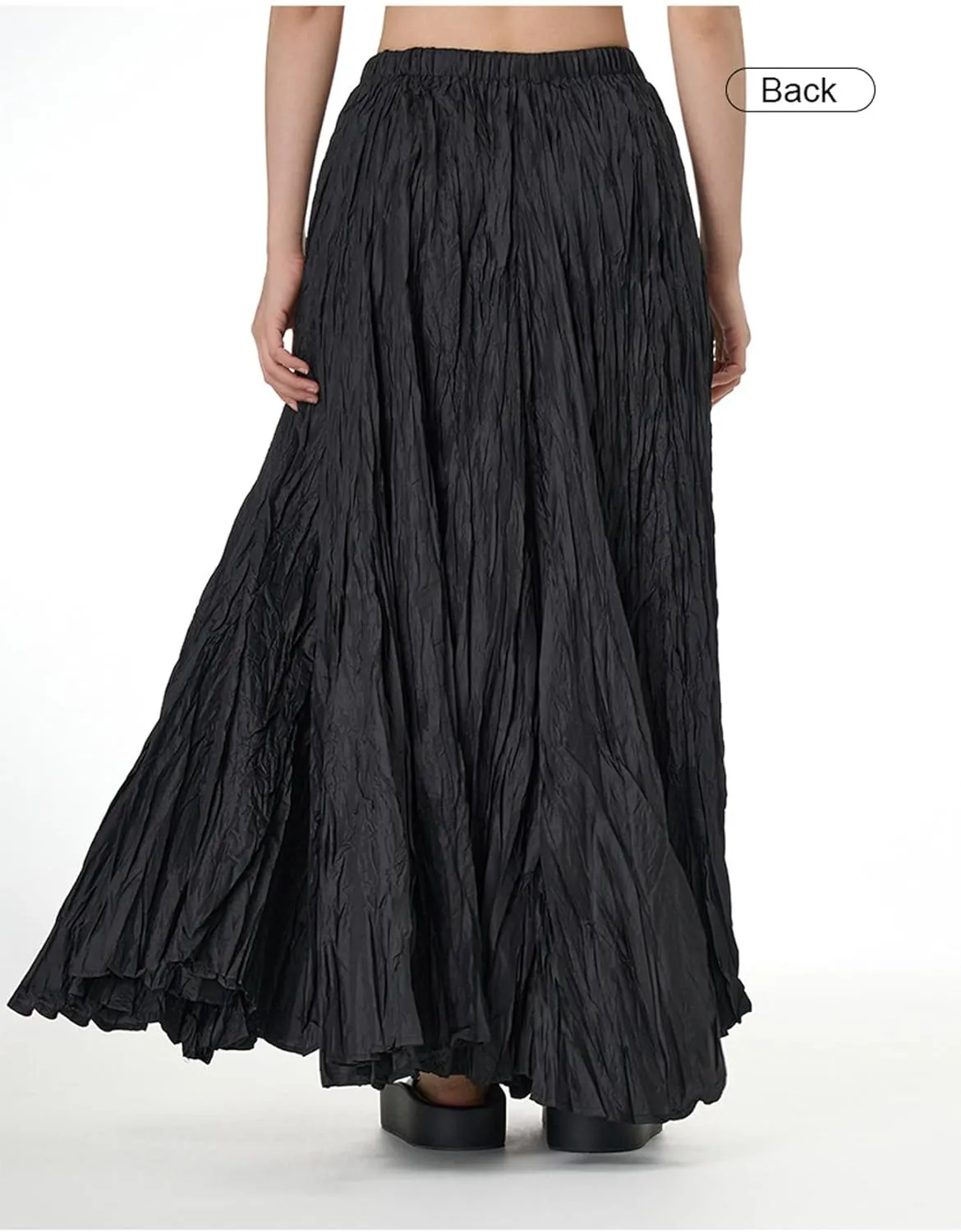 Perbai Womens Casual High Waisted Pleated Ruched A Line Flowy Long Maxi Skirt for Summer Beach Holiday