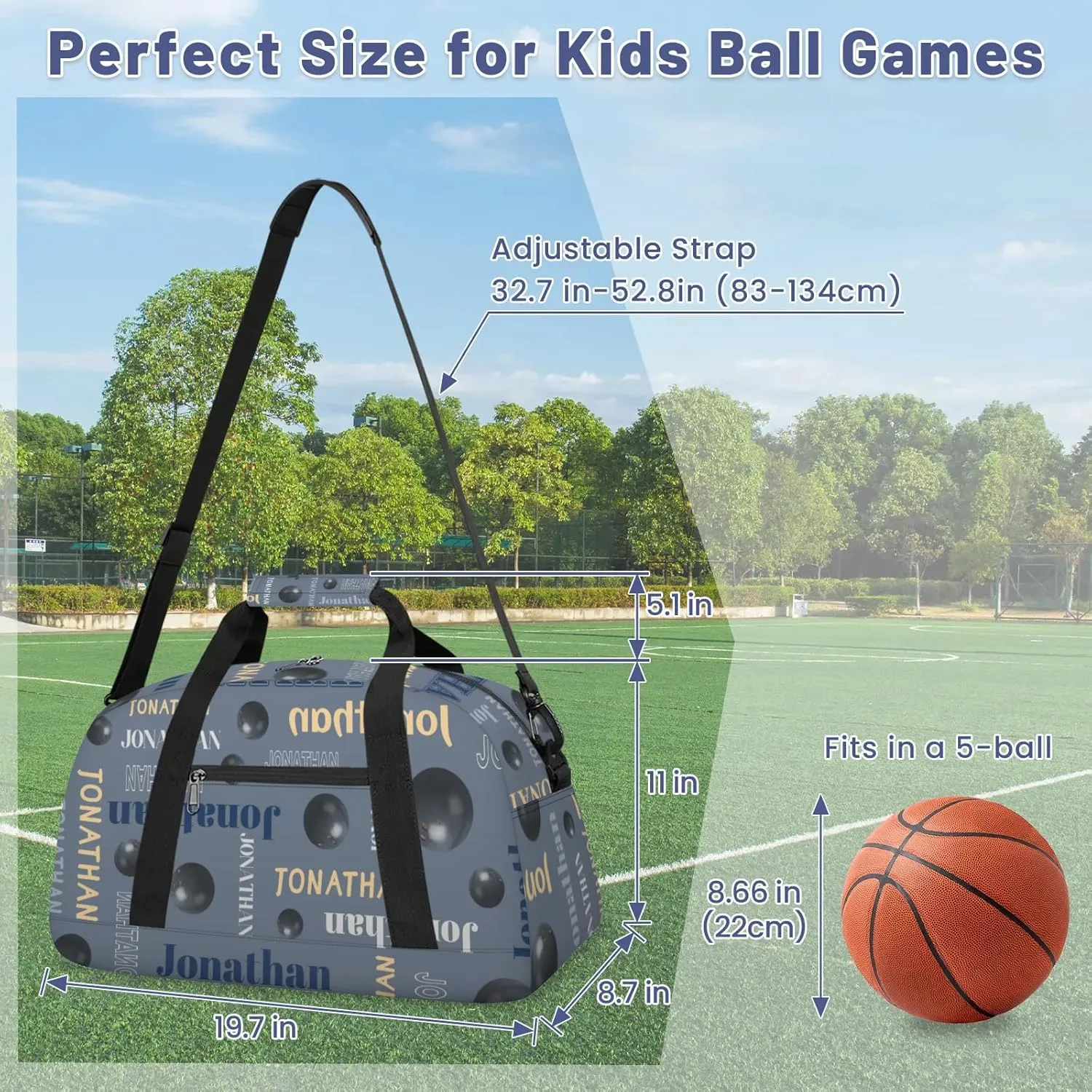 Personalized Duffle Bag - Custom Name Kids Sports Bag, Sleepover Bags for Girls, Lightweight Toddler Boys Overnight Bag for Weekender Travel Cheer Dance Ball Game, Bowling Text