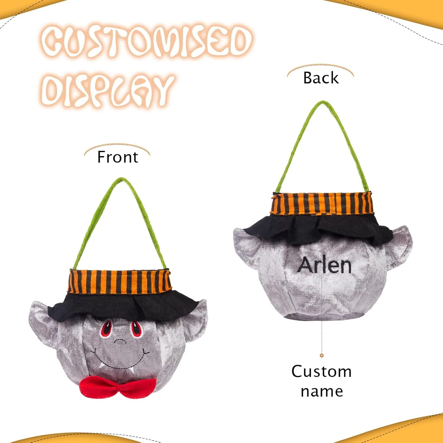 Personalized Halloween Trick or Treat Bags for Kids Halloween Candy Bags Halloween Custom Name Embroidered Candy Basket