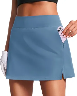 PINSPARK 16" Golf Skorts for Woman High Waisted Tennis Skirts with Pockets Shorts Pickleball Running Athletic Skort Summer