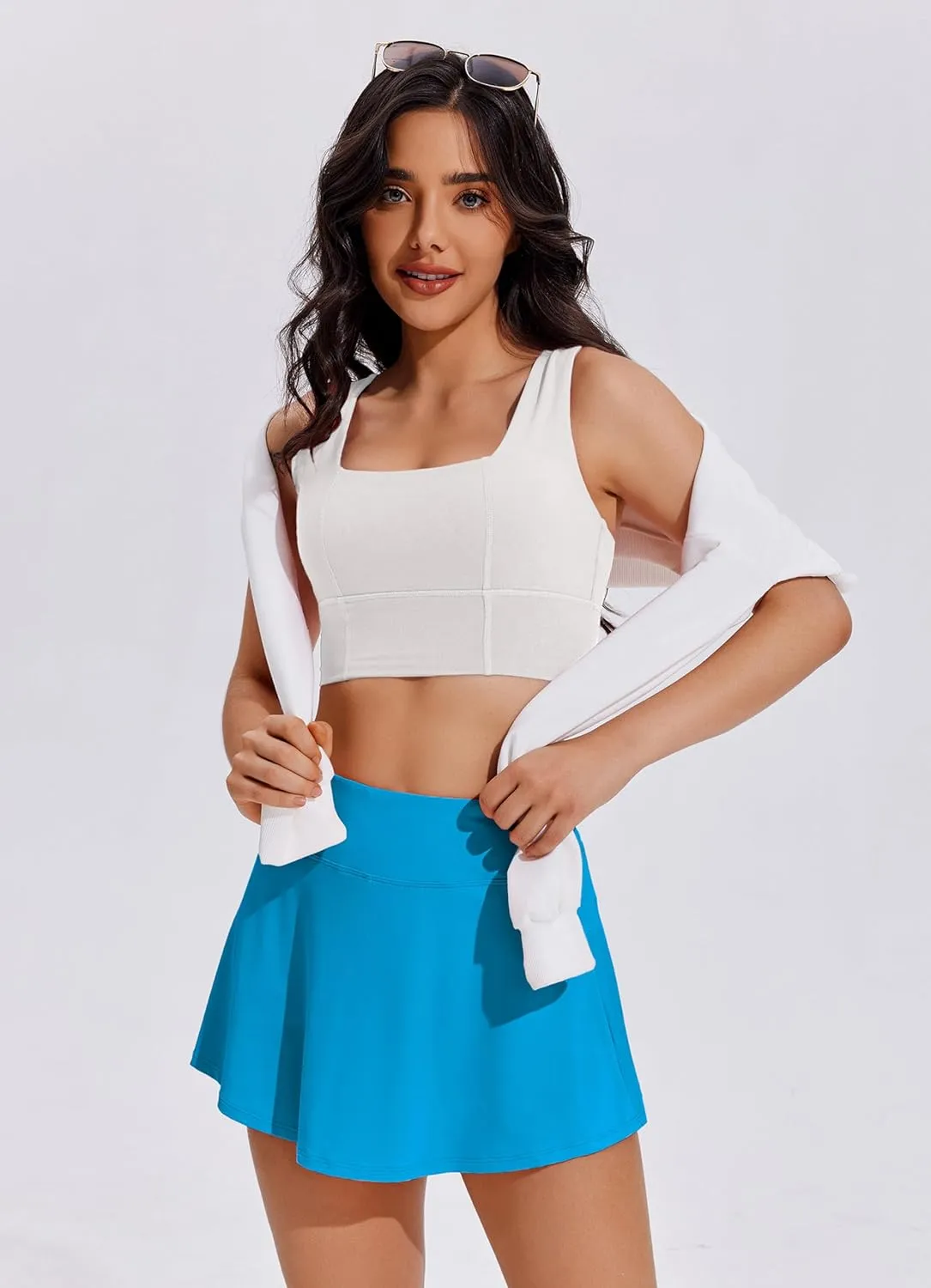 PINSPARK Tennis Skirts for Women Pleated Athletic Skort Lightweight Golf Skirts with Shorts Pocket Workout Pickleball
