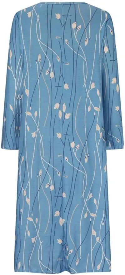 Plus Size Boho Midi Dress for Women Floral Print Summer Dresses Loose Short Sleeve V Neck Shirt Dress with Pockets