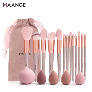 Pro Pink Makeup Brush with Mini Sponge Sets Beauty Make Up Tools Set
