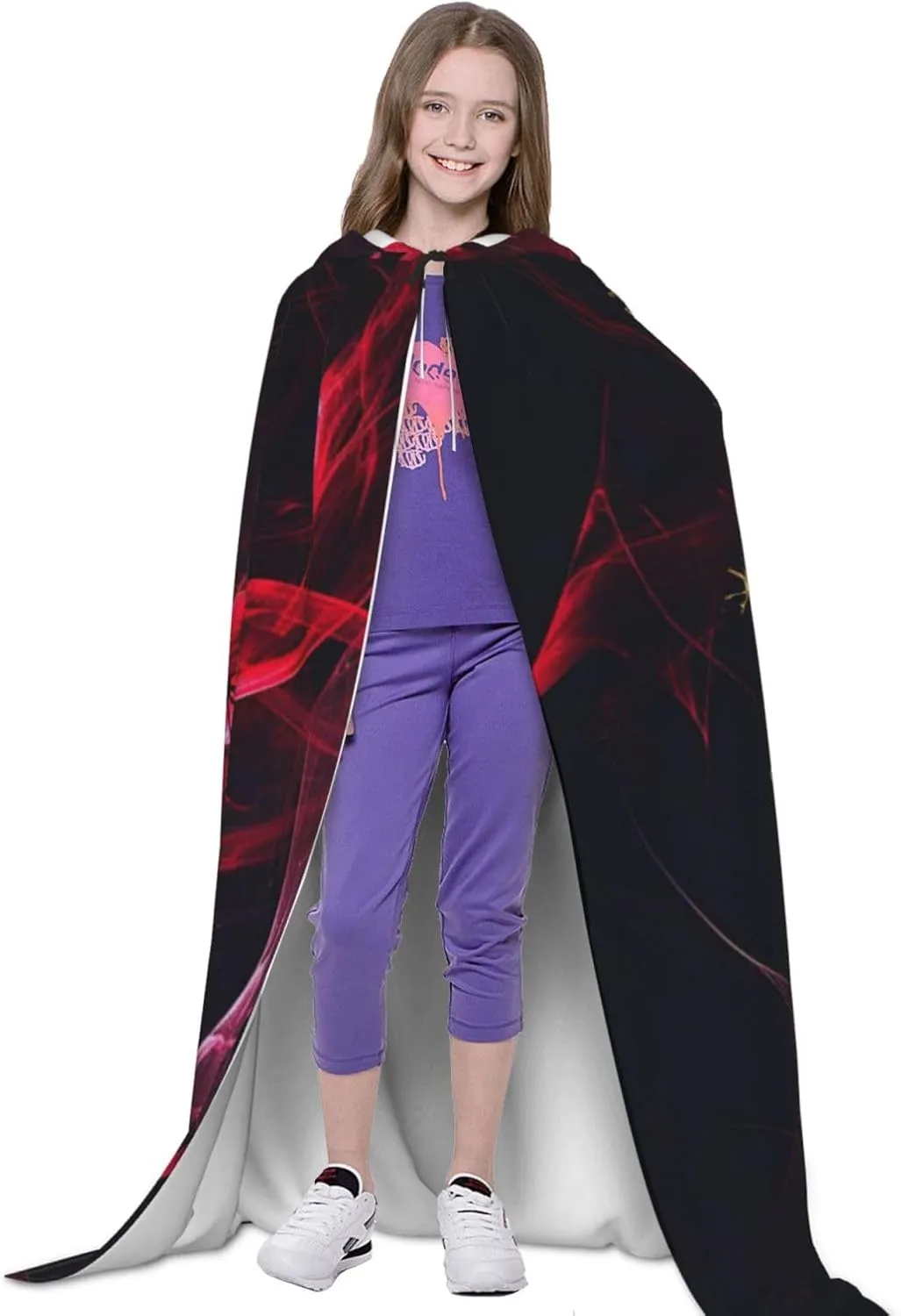 Purple Horror Red Halloween Cape For Teenagers, Hooded Cloak Long Cape Costume Cloak For Party Or Cosplay