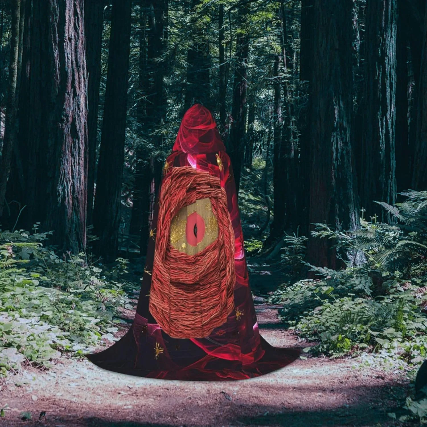 Purple Horror Red Halloween Cape For Teenagers, Hooded Cloak Long Cape Costume Cloak For Party Or Cosplay