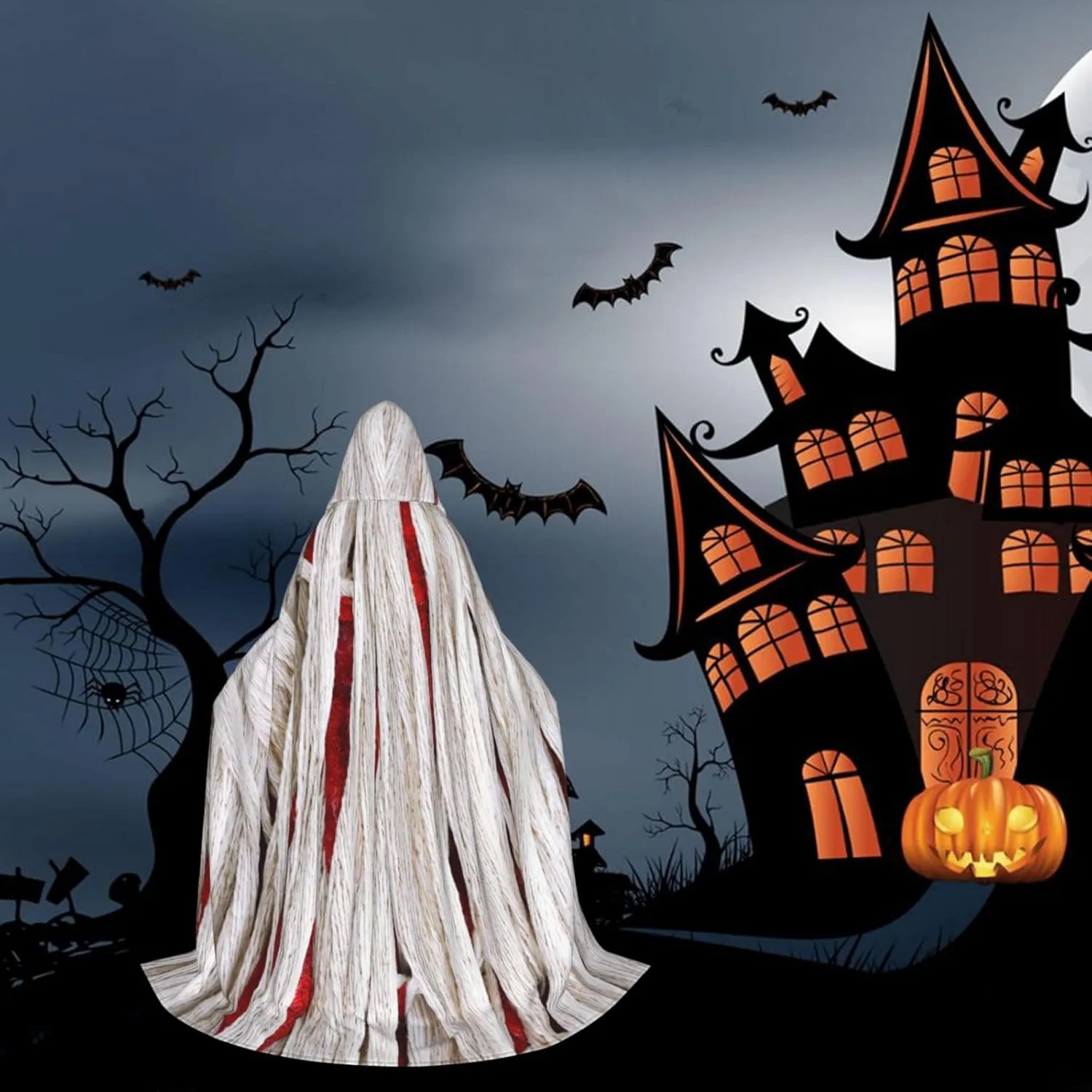 Purple Horror Red Halloween Cape For Teenagers, Hooded Cloak Long Cape Costume Cloak For Party Or Cosplay