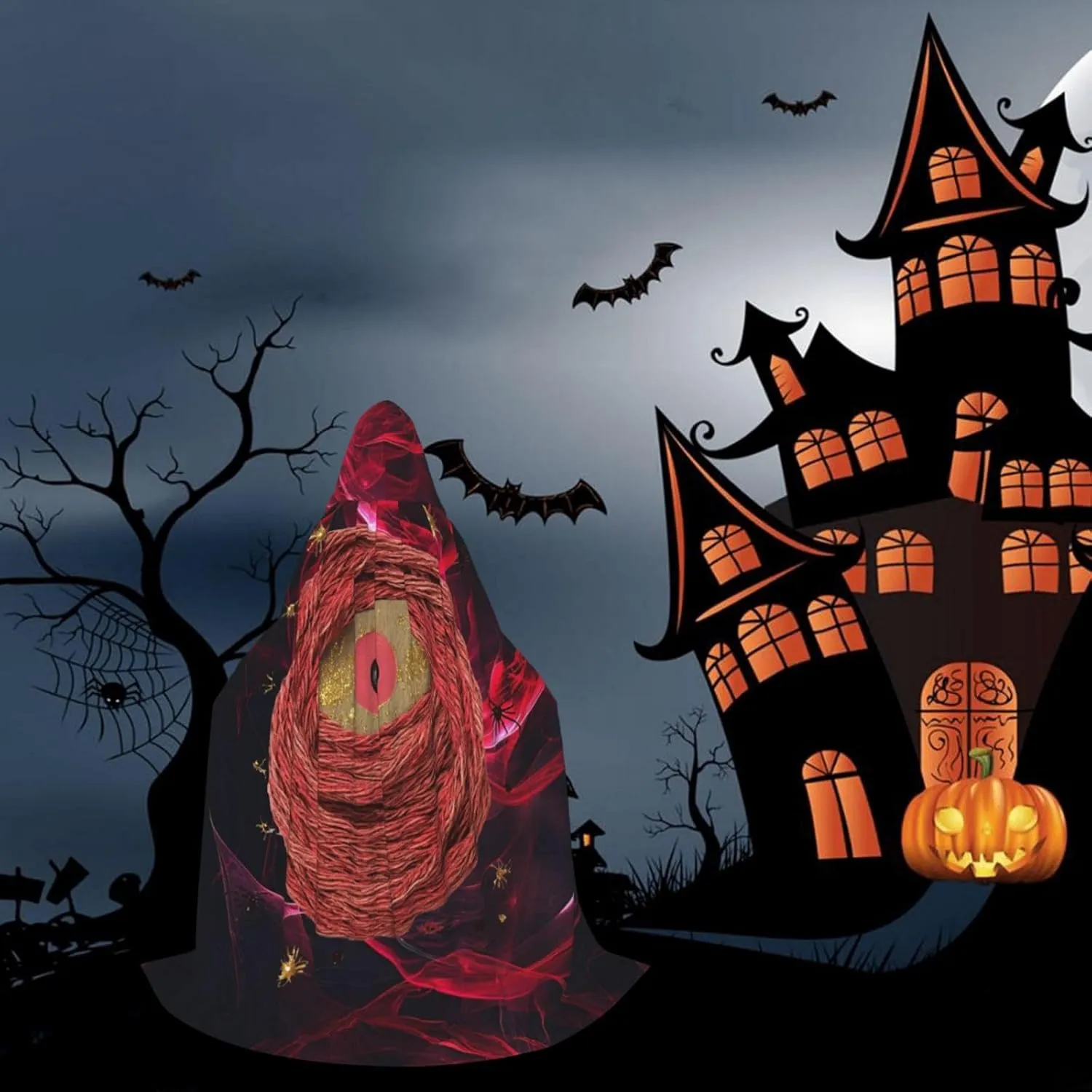 Purple Horror Red Halloween Cape For Teenagers, Hooded Cloak Long Cape Costume Cloak For Party Or Cosplay