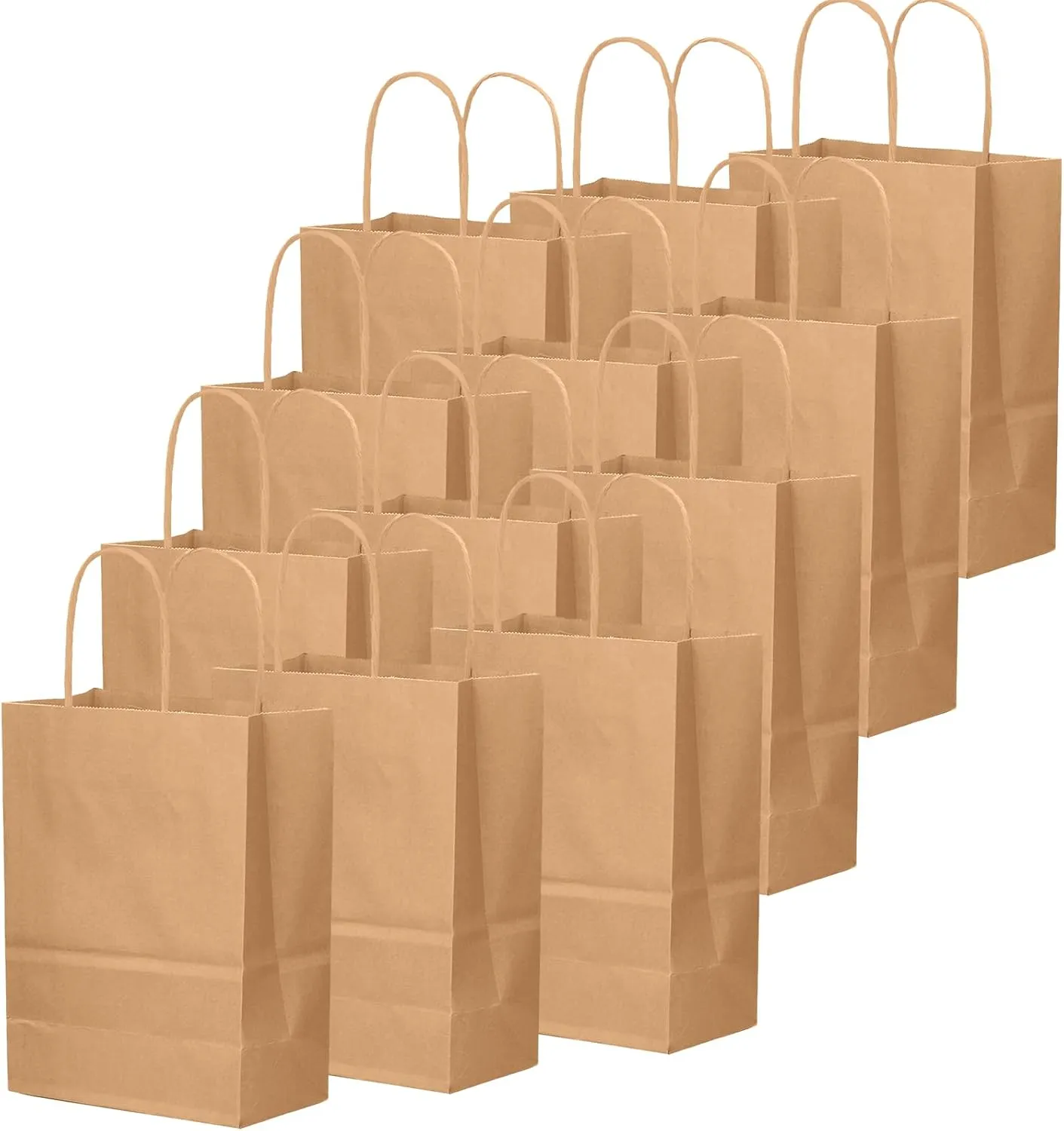 qiqee 100-Packs Brown Paper Gift Bags with Handles Bulk 13"10.2"4.7" Large Size Gift Bags Multiple Uses