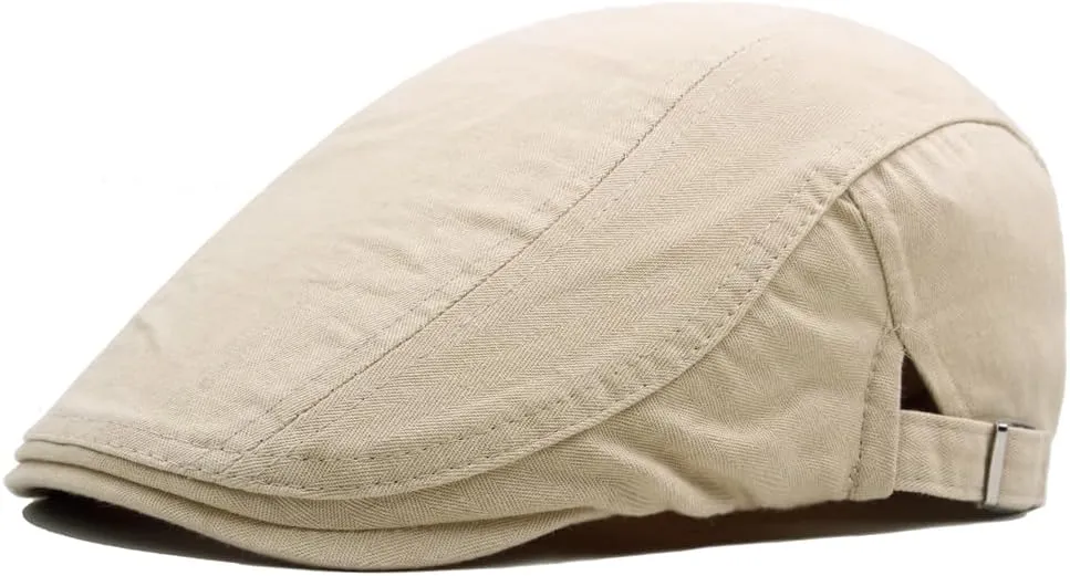 Quanhaigou Men's Cotton Flat Ivy Gatsby Newsboy Driving Hat Adjustable Irish Cabbie Ivy Driving Hunting Cap