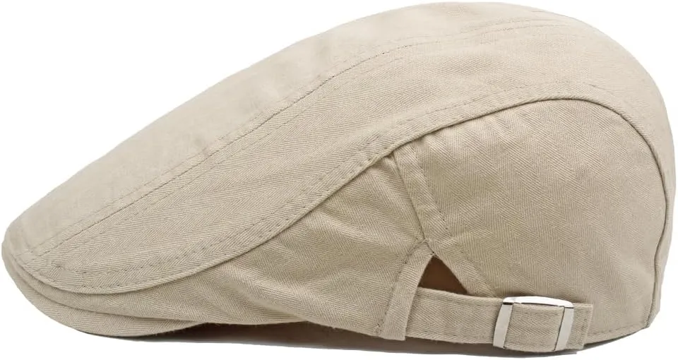 Quanhaigou Men's Cotton Flat Ivy Gatsby Newsboy Driving Hat Adjustable Irish Cabbie Ivy Driving Hunting Cap