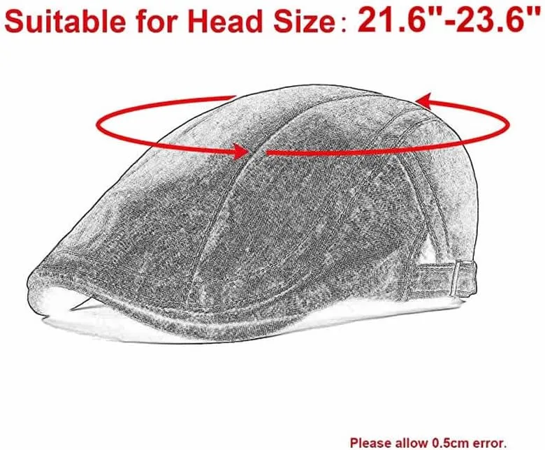 Quanhaigou Men's Cotton Flat Ivy Gatsby Newsboy Driving Hat Adjustable Irish Cabbie Ivy Driving Hunting Cap