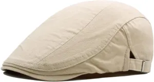 Quanhaigou Men's Cotton Flat Ivy Gatsby Newsboy Driving Hat Adjustable Irish Cabbie Ivy Driving Hunting Cap